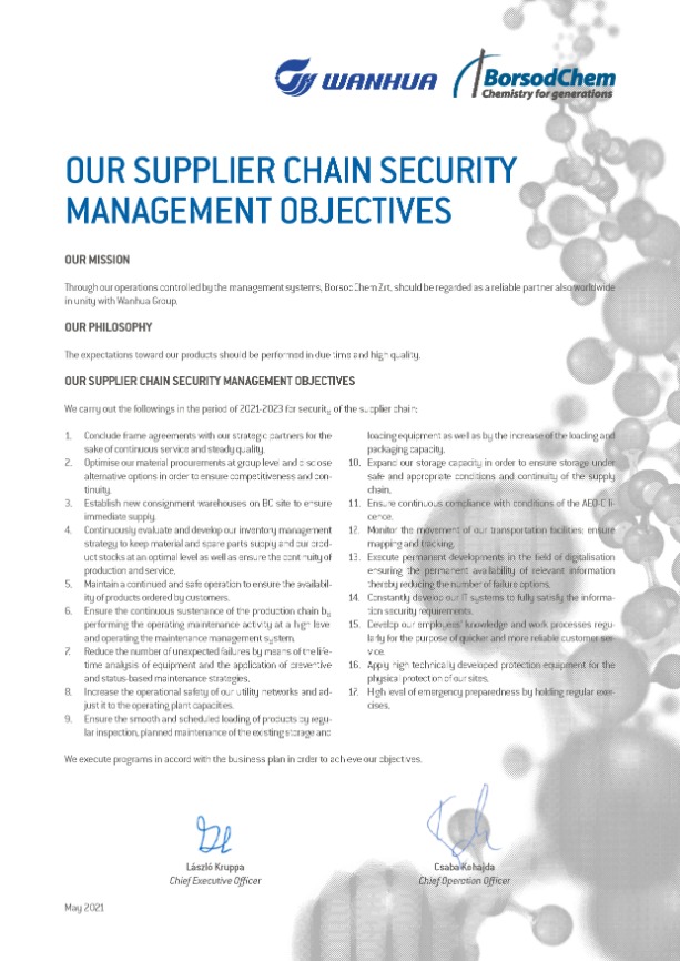 Our Supply Chain Security Objectives