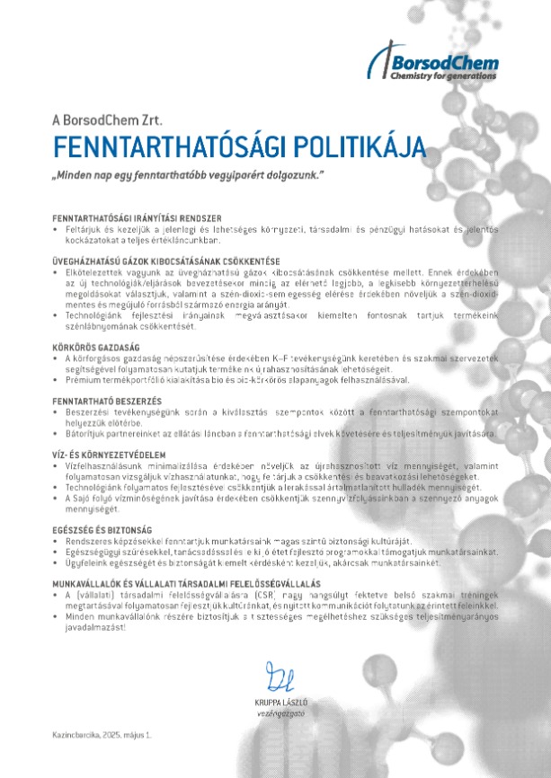 Fenntarthatósági Politikánk