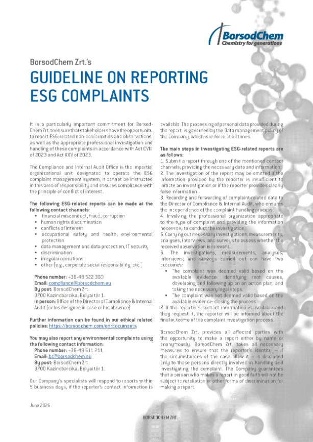 Guideline on reporting ESG complaints