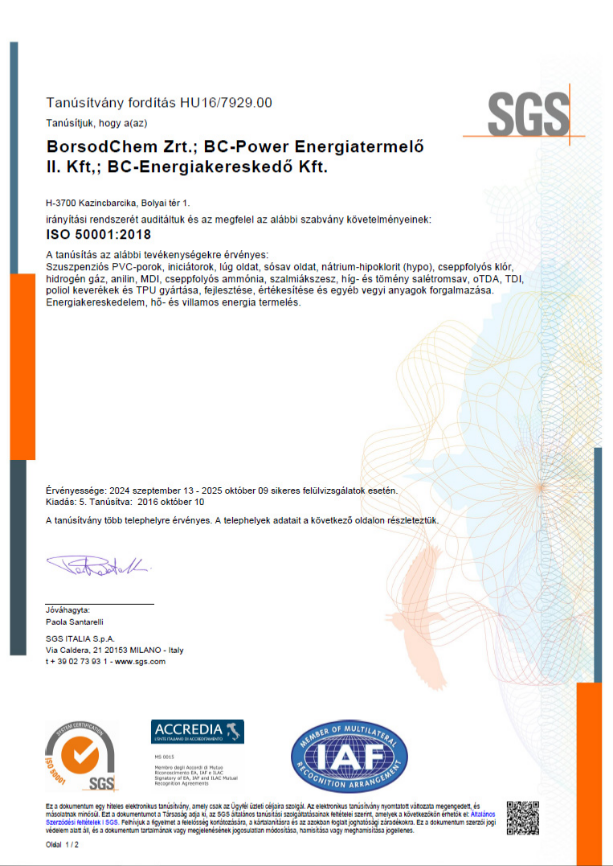 ISO50001 Tanúsítvány