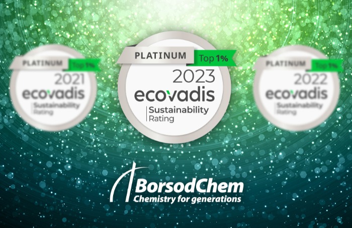 A BorsodChem egymást követő harmadik alkalommal nyerte el az EcoVadis Platina fokozatú minősítését
